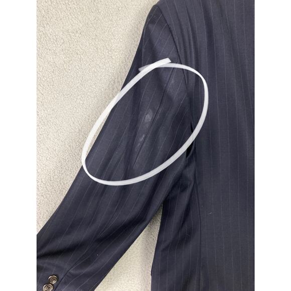 Lauren Ralph Lauren Women's Navy Blue Pinstripe Blazer Jacket Size 42R - Picture 8 of 16